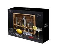 COOK CONCEPT - KV7349 Set de Coctelería 15 Accesorios en Acero Inoxidable - Diseñado para Aperitivos, Cerveza, Zumos, Alcohol - Dimensiones 33,8 x 10,5 x 29 cm - Colores Plata Transparente Madera