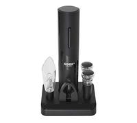 COOK CONCEPT - KV7370 Set de Vino 5 Accesorios Elegantes - En Acero Inoxidable para Degustación y Aperitivo - Dimensiones 5,5 x 30,4 x 21,7 cm - Color Negro