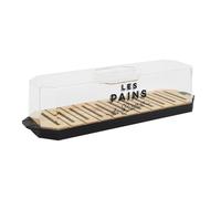 COOK CONCEPT Panera Campana Transparente con Bandeja de Madera | Campana transparente, bandeja de madera, guía de corte calada, recogemigas, conservación de pan y bollería, elegante
