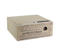 COOK CONCEPT Quesera y Charcutera de Madera Cuchillo INOX Beige Negro | Madera, conservación óptima, cuchillo de acero incluido, quesos embutidos, formato 10x25x25 cm, diseño moderno, beige negro