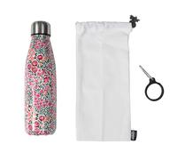 COOK CONCEPT Set Botella Isotérmica Floral con Mosquetón Extraíble | Acero inoxidable, isotérmica, 500 ml, estampado floral, mosquetón extraíble, funda incluida, calor o frío, salidas rutas