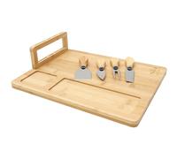 COOK CONCEPT Tabla de Quesos de Bambú con 4 Cuchillos 36x28 cm Marrón | Bambú, 4 cuchillos incluidos, tabla 36x28 cm, quesos embutidos, cenas eventos, elegante, fácil de limpiar, marrón