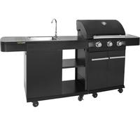 Cook in Garden Cocina exterior modular de gas de 3 fuegos con fregadero aparador