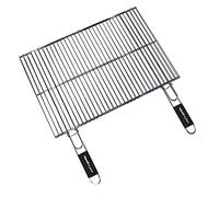 Cook’in Garden - Parrilla doble de acero cromado 60 × 40 cm, resistente a las llamas y altas temperaturas, mangos soft-touch, ideal para barbacoa exterior en terraza y jardín