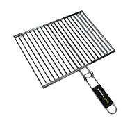 Cook’in Garden - Parrilla doble rectangular, dimensiones 40 × 30 cm, resistente a las llamas y altas temperaturas, mango Soft Touch, parrilla de barbacoa exterior compatible con varias marcas