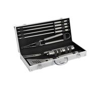 Cook’in Garden - Set Completo de Utensilios de Acero Inoxidable para Barbacoa y Plancha, Juego con espátula, Pinza, Tenedor, 4 Pinchos, salero y pimentero, Accesorios para Cocina Exterior