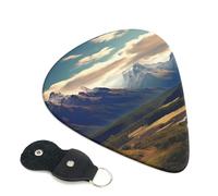 Cook National Park Mountain Landscape - Juego de 6 púas de guitarra con soporte de cuero para púas de guitarra, bolsa para llaves, púa de arte abstracto para guitarra eléctrica acústica, ukelele, 0.46