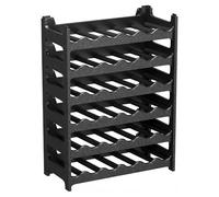 CookandSupply x TheWV Botellero Vino Plástico Modular Apilable, Vinoteca Efecto Piel Martillada, 6 Botellas por Módulo, Estantería Vinos Ahorra Espacio - Negro, 36