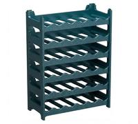 CookandSupply x TheWV Botellero Vino Plástico Modular Apilable, Vinoteca Efecto Piel Martillada, 6 Botellas por Módulo, Estantería Vinos Ahorra Espacio - Verde petróleo, 36