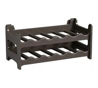 CookandSupply x TheWV Botellero Vino Plástico Modular Apilable, Vinoteca Efecto Piel Martillada, 6 Botellas por Módulo, Estantería Vinos Ahorra Espacio - Marrón Corten, 12