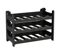 CookandSupply x TheWV Botellero Vino Plástico Modular Apilable, Vinoteca Efecto Piel Martillada, 6 Botellas por Módulo, Estantería Vinos Ahorra Espacio - Negro, 18