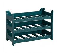 CookandSupply x TheWV Botellero Vino Plástico Modular Apilable, Vinoteca Efecto Piel Martillada, 6 Botellas por Módulo, Estantería Vinos Ahorra Espacio - Verde petróleo, 18