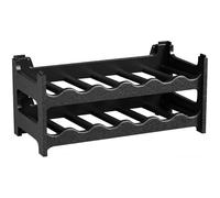 CookandSupply x TheWV Botellero Vino Plástico Modular Apilable, Vinoteca Efecto Piel Martillada, 6 Botellas por Módulo, Estantería Vinos Ahorra Espacio - Negro, 12