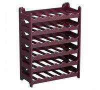 CookandSupply x TheWV Botellero Vino Plástico Modular Apilable, Vinoteca Efecto Piel Martillada, 6 Botellas por Módulo, Estantería Vinos Ahorra Espacio - Rojo Burdeos, 36