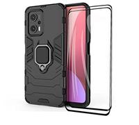 COOKD Funda para Xiaomi Poco X4 GT y 2 Cristal Templado, PC + TPU Silicona Tough Armor Protección Carcasa, Robusta Antigolpes Estuche con 360° Magnético Anillo Kickstand, Negro