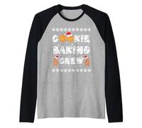 Cookie Baking Crew Gingerbread Hombres con Sombreros de Navidad Camiseta Manga Raglan