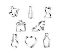 Cookie Cutter Set de 16 piezas, 3,35 x 2,4 x 0,98 pulgadas, Stainless Steel Party Molds for Cake Decorating, Birthday Baking Tools and Kitchen Supplies