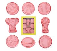 cookie-cutters - 3D Cartoon Sports Style Mold | 8PCS Basketball Fondant Stamped Embossed Kitchen Baking Pastry Bakeware Tool For Football Holiday Sugar Craft Cake Party Supplies
