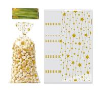 Cookie Packaging Bags - 50 Pack Treat Bags | Clear Gift Wrappers - Star Cookie Bag with 60 Twist Ties for Homemade Candy Favors and Party Present Giving