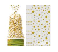 Cookie Packaging Bags With Ties - 50 Star Print Cellophane Bags & 60 Twist Ties For Home Bakers & Small Businesses | Treat Bag For Christmas gîft, Halloween Candy, Party Favors