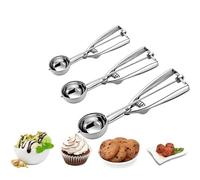 Cookie Scoop Ice Cream Scoop, Cookie Scoops para hornear Juego de 3 con Cookie Dough Scoop, acero inoxidable Cookie Scoop Set, Ice Cream Scooper con disparador de liberación