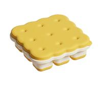 Cookie Shape Storage Mould, Silicone Ice Making Tray, 3.94x3.94 Inches Round Base with Lid, PP Silicone Freezer Ware, Flexible Soft Bottom with Playful Style, Kitchen Accessory for Whiskey Cocktail