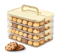 Cookie Storage Container, Stackable Food Box, Fresh Keeping Container, Handle Lock Design 11.61×8.27×7.48in Size Kitchen Storage for Home Kitchen Dining Room Picnic Dumplings Biscuits Cheese Use