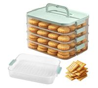 Cookie Storage Container, Stackable Food Box, Fresh Keeping Container, Handle Lock Design 11.61×8.27×7.48in Size Kitchen Storage for Home Kitchen Dining Room Picnic Dumplings Biscuits Cheese Use