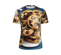 Cookies Food Chocolate Chips Biscuits Print - Camisetas elegantes de verano para hombre, para entrenamiento, correr, entrenamientos, ropa de ejercicio transpirable, Negro, 5XL