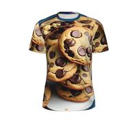 Cookies Food Chocolate Chips Biscuits Print Moda Verano Ropa Camiseta Manga Corta Transpirable Gimnasio Casual Running Sport, Negro, 4XL