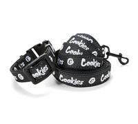 Cookies Juego de correa y collar para perro con logotipo original, collar ajustable con correa para perros pequeños, clip de metal resistente, ajuste cómodo, accesorios elegantes para perros para