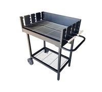 Cook'in Garden - Barbacoa de carbón de leña con ruedas SERENA, superficie de cocción XXL, rejillas posicionables a diferentes niveles, estante inferior, tanque de acero