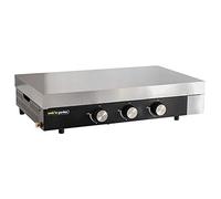 Cook'in garden - Plancha de asar a gas - 3 quemadores - Plancha de hierro fundido esmaltado - Tapa protectora - Sifón extraíble - para 12 personas - FINESTA