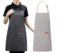 Cooking Aprons - 28.35 Inch Waterproof Adjustable Set with 2 Pockets for Baking, Grilling with Protective Function, Chef Uniform for Kitchen BBQ Gardening Dishwashing, Black Polyester, Gift Bag Use