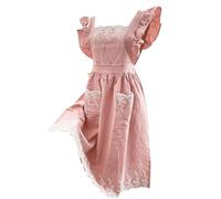 Cooking Aprons For Women - Lace Ruffle Cotton Design, Kitchen Apron, Adjustable Waist Fit | Pocket Storage Apron, Cute Floral Cooking Cover For Baking Gardening Grilling Cleaning Restaurant Outdoor