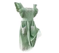 Cooking Aprons For Women - Lace Ruffle Cotton Design, Kitchen Apron, Adjustable Waist Fit | Pocket Storage Apron, Cute Floral Cooking Cover For Baking Gardening Grilling Cleaning Restaurant Outdoor P