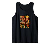 Cooking is My Therapy Arte Colorido de Cocina para Amantes de la Comida Camiseta sin Mangas