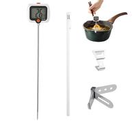 Cooking Oil Temperature Gauge - Digital Probe | Long Probe Kitchen Thermometer With Pot Clip & Rotatable Display, Ideal For Frying, BBQ, Grilling, Candy, Candle Making, Restaurant & Outdoor Cooking
