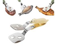 Cooking Spatula Tongs,New 2 in 1 Spatula Flipper Stainless Steel Tongs,Kitchen Cooking Clamp Food Flip Shovel Clip,for Steak Fish Bread Pancake Pies Pizza (Yellow)