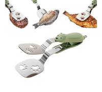 Cooking Spatula Tongs,New 2 in 1 Spatula Flipper Stainless Steel Tongs,Kitchen Cooking Clamp Food Flip Shovel Clip,for Steak Fish Bread Pancake Pies Pizza (Green)