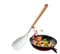 Cooking Spoon Nonstick Cookware, Wooden Handle Soup Spoon, Heat-Resistant Spatula, Dishwasher Safe Kitchen Utensils for Cooking, Mixing, Scraping, Baking
