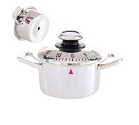 Cooking Timer - Stainless Steel | 60-Minute Pot Shape Mechanical | Small Timer Clock Kitchen Tools | For Home School Dorm Office Study Work Exercise Baking Timeout Kids Student Teacher