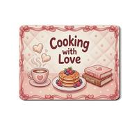 Cooking with Love - Tapete de secado de platos para encimera de cocina, corazones de melocotón, tapete escurridor de platos de goma absorbente, almohadilla de secado romántica de lunares para