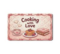 Cooking with Love - Tapete de secado de platos para encimera de cocina, corazones de melocotón, tapete escurridor de platos de goma absorbente, almohadilla de secado romántica de lunares para