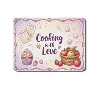 Cooking with Love - Tapete de secado de platos, tapete de goma absorbente floral vintage violeta pastel, almohadilla de secado romántica de piel sintética para encimera de cocina, 18 x 24 pulgadas