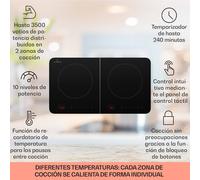 Klarstein Placa Vitroceramica Portatil, Vitro Eléctrica 2 Fuegos, Placa Vitrocerámica Electrica 3500W, Placas, Placa Cocina 2 Fogones, Vitroceramicas, Encimera Electrica Cocinas