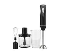 Cookitch Batidora de Mano 1200W Set Negro 3 en 1, Potente con Función Turbo, 2 Velocidades, Acero Inoxidable, Accesorios Incluidos, Picadora y Batidor