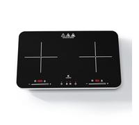 COOKNANO Placa de inducción 2 placas, doble placa de inducción control independiente 2800 W, 20 ajustes de potencia y temperatura, temporizador de 6 horas, placa de inducción portátil, cerradura