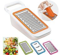 Cooko Cortador de Verduras,Conjunto de Rallador,Mandolina Vegetal Slicer para Zanahoria, Queso, Pepino, Tomate y Calabacín, 4 Hojas de Acero Inoxidable-Grater,Shredder, Julienne y Zester