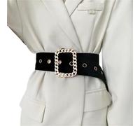COOKOE Cinturón de franela para mujer, estilo vintage, cuadrado, redondo, con hebilla, ancho, para pantalones y abrigos